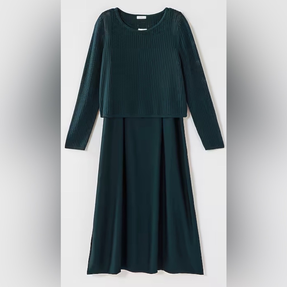 J.Jill Dark Teal Slip Dress With Mesh Top‎